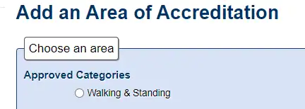 Choose an area of accreditation