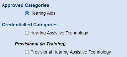Screenshot showing hearing aids selected