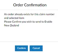 Screenshot of a pop-up with a 'Confirm' and 'Cancel' button