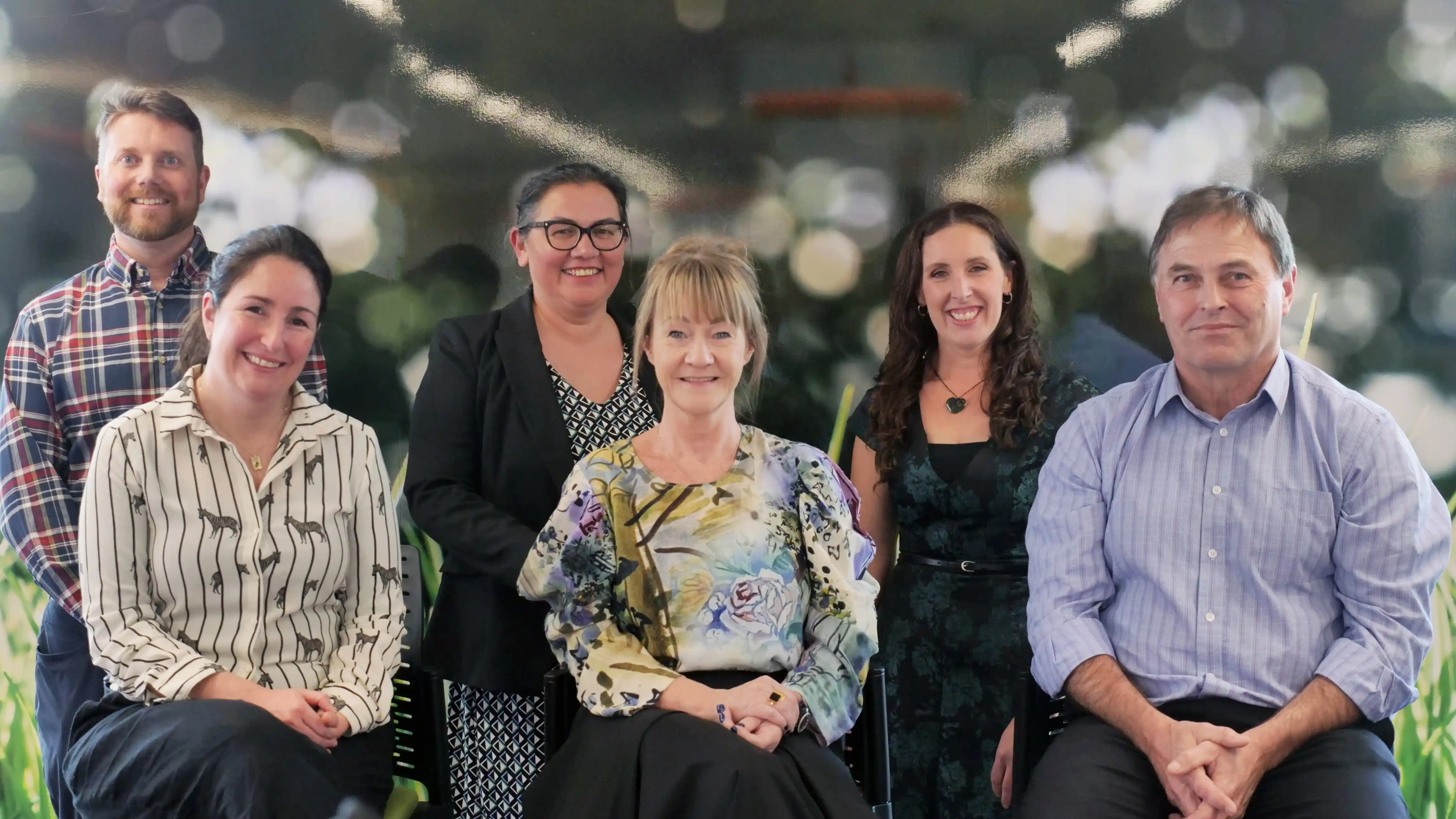 The Enable New Zealand ELT from left to right (Back) Blair Magnusson, Michelle Riwai, Liz Jull. (Front) Kirsten Ibboston, Angela Hewitt, Greg Brogden.